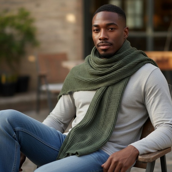 Vintage 1960s-1970s Canadian Forces Knit Cotton Scarf, Extra Long 70 in. - Picture 1 of 6